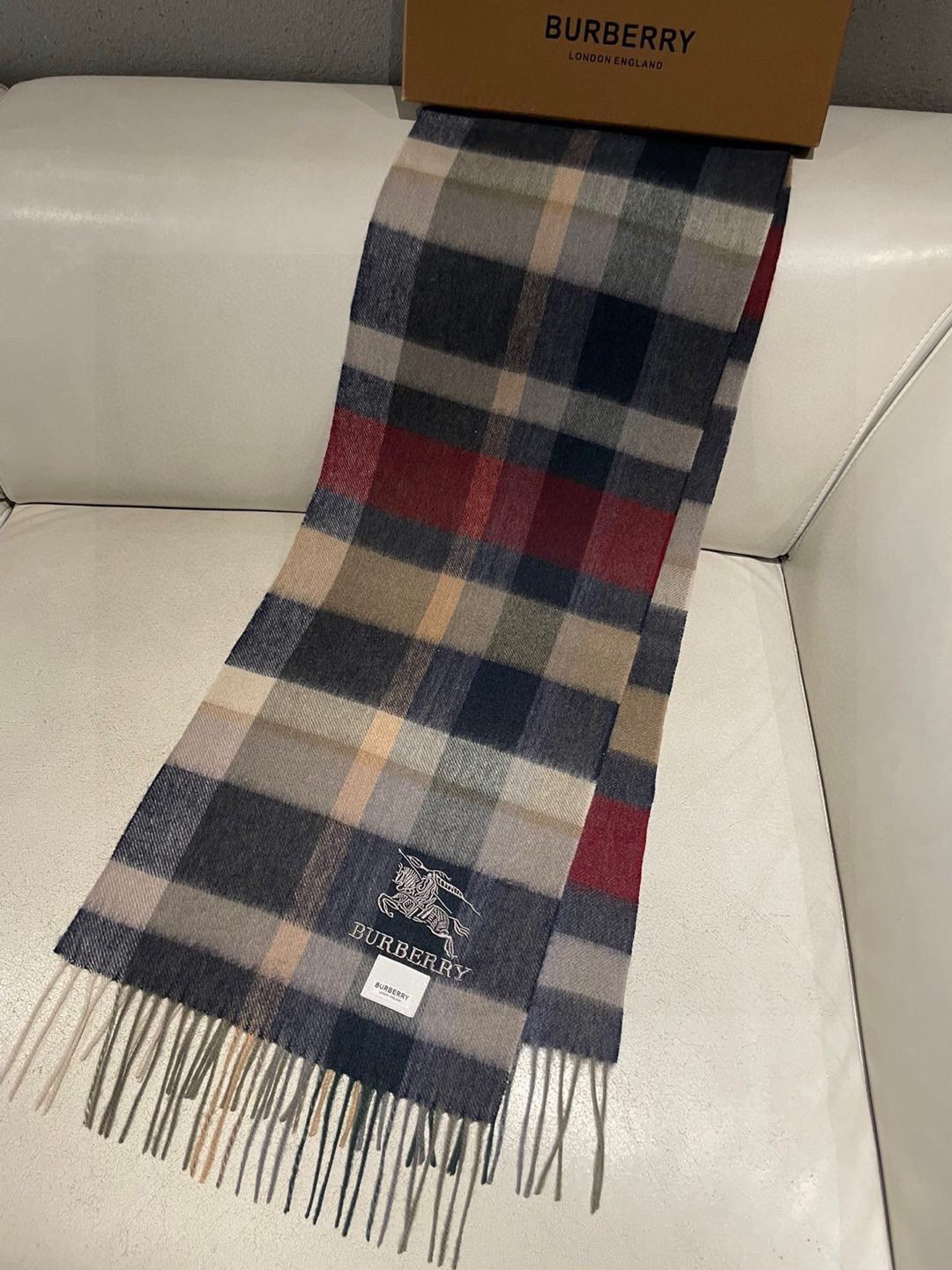 BBR Long Scarf 30*180cm Black Burgundy Beige Cashmere 168153