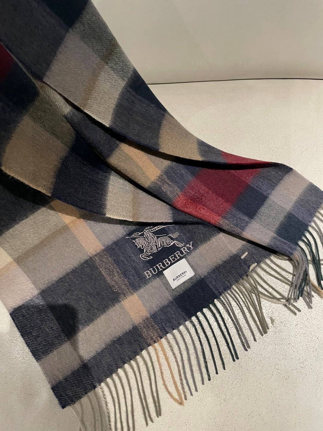BBR Long Scarf 30*180cm Black Burgundy Beige Cashmere 168153