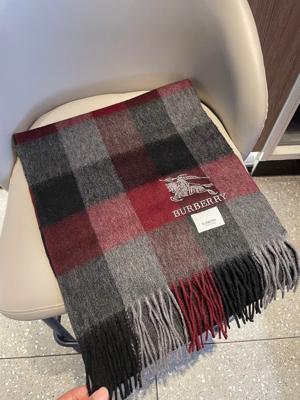 BBR Long Scarf 30*180cm Black Burgundy Cashmere168154