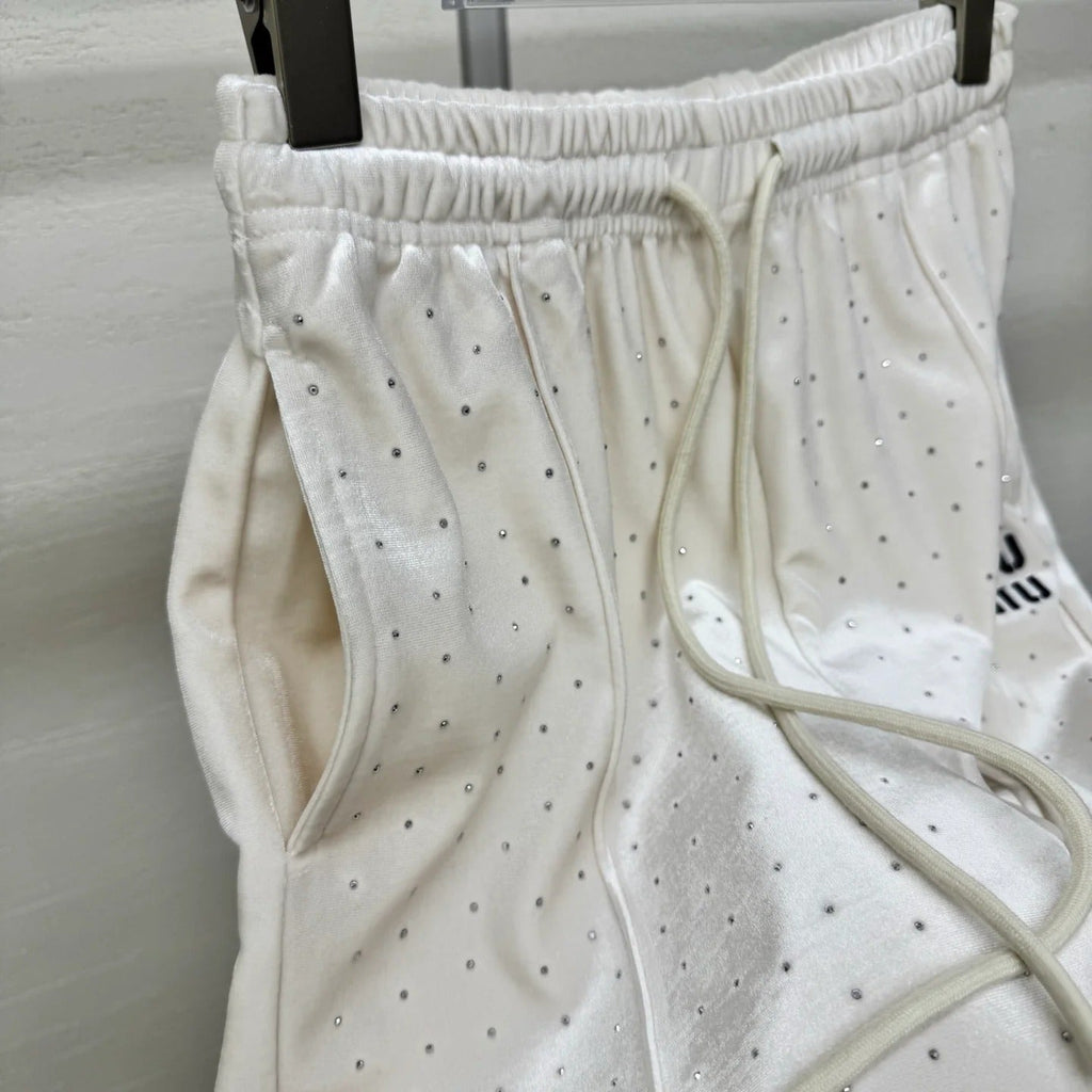 Miumiu 2026 Pants with Rhinestone Embroidery Silk Viscose 356809