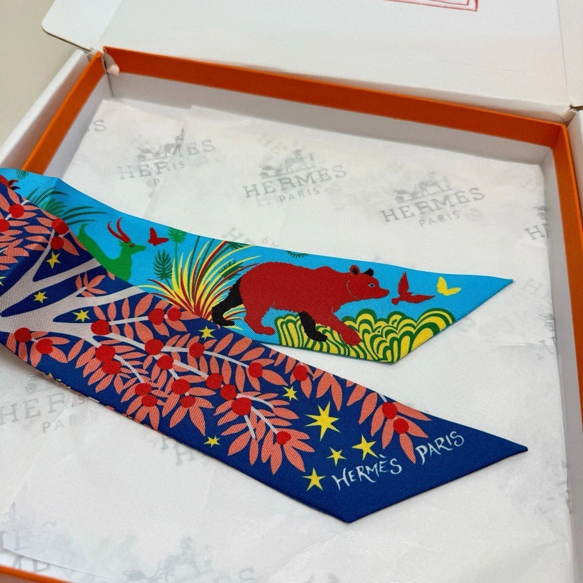 HERMES 25S SILK NECKERCHIEF 86 IN SILK 714353