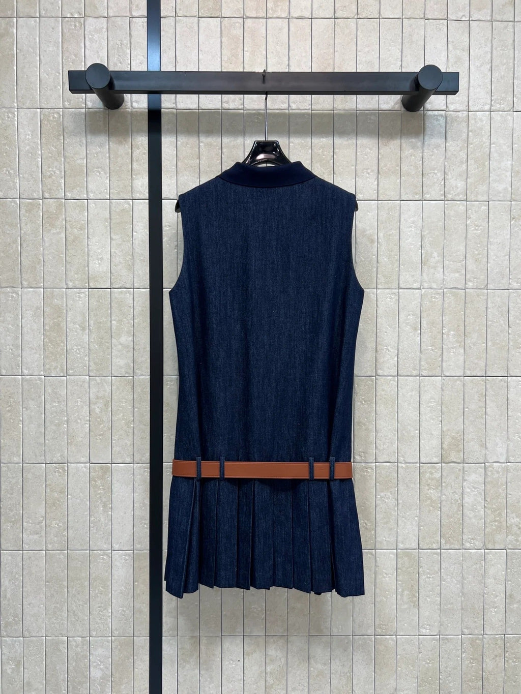 Miumiu 2026 Denim Sleeveless Dress Dark Blue Cotton 357003