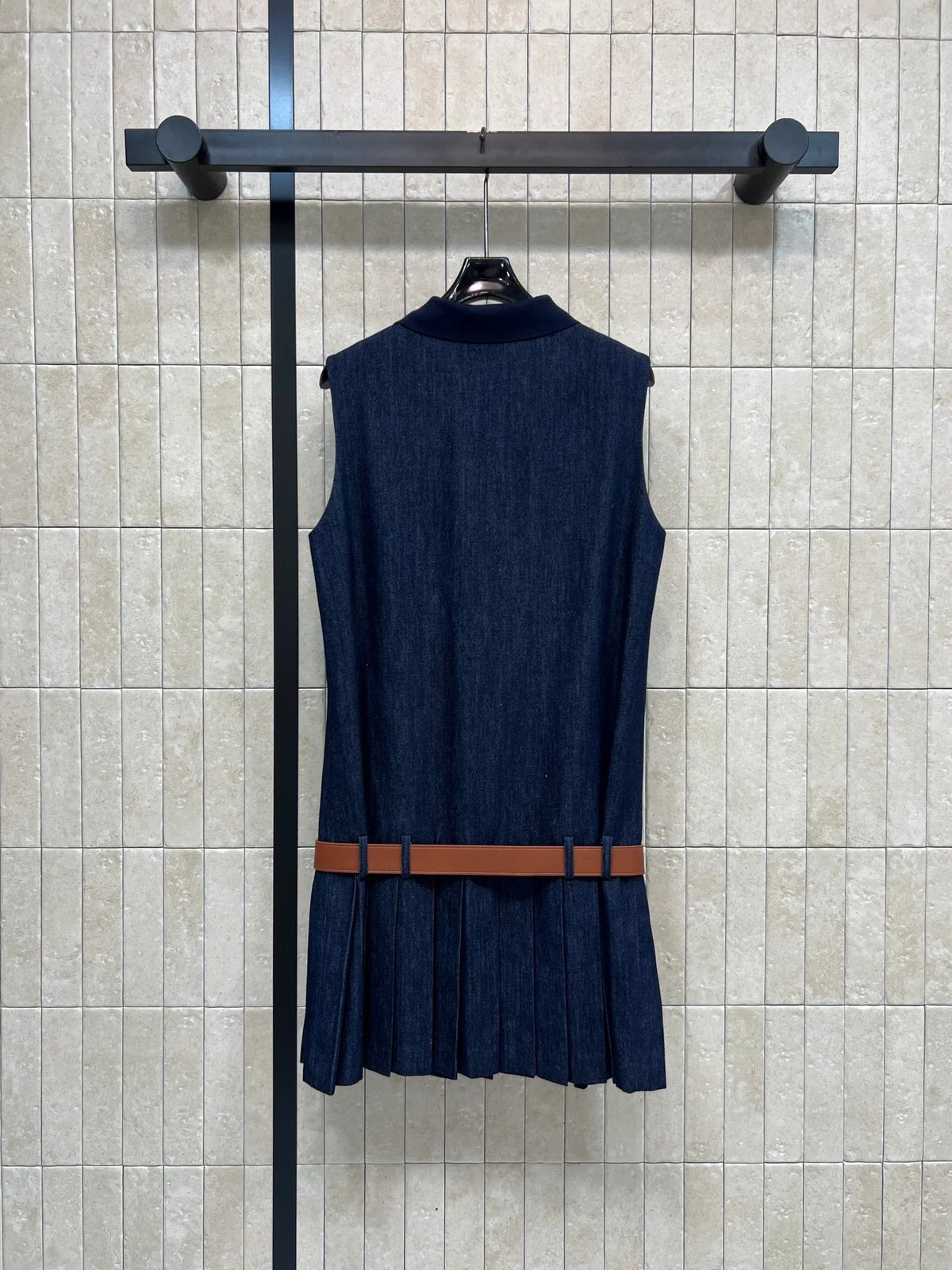 Miumiu 2026 Denim Sleeveless Dress Dark Blue Cotton 357003