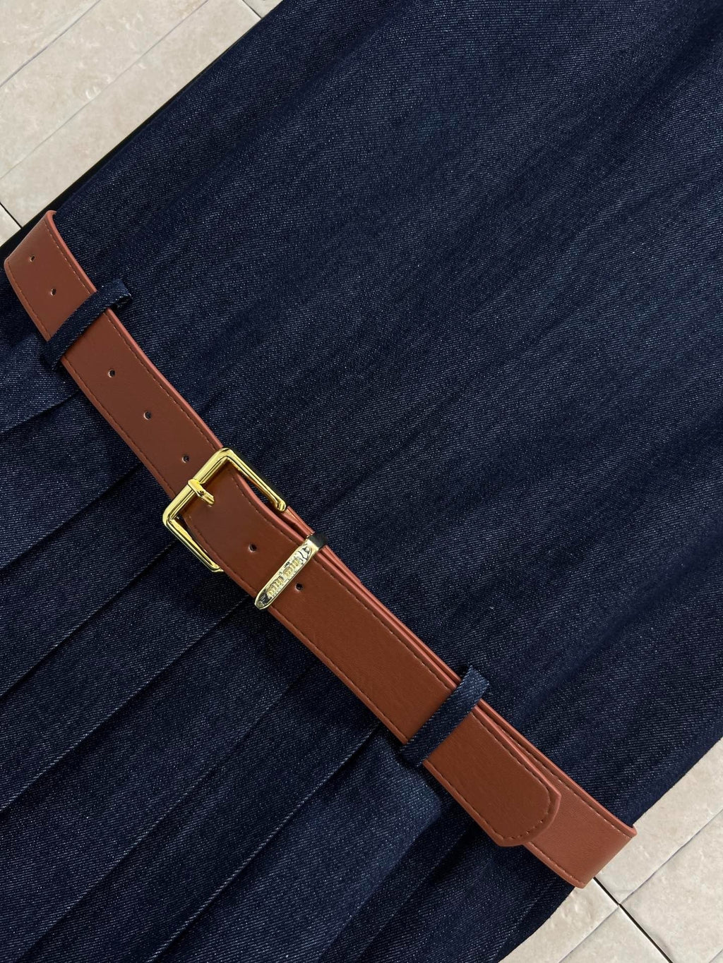 Miumiu 2026 Denim Sleeveless Dress Dark Blue Cotton 357003