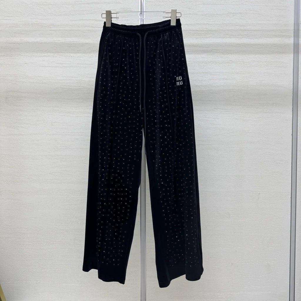 Miumiu 2026 Pants with Rhinestone Embroidery Silk Viscose 356809