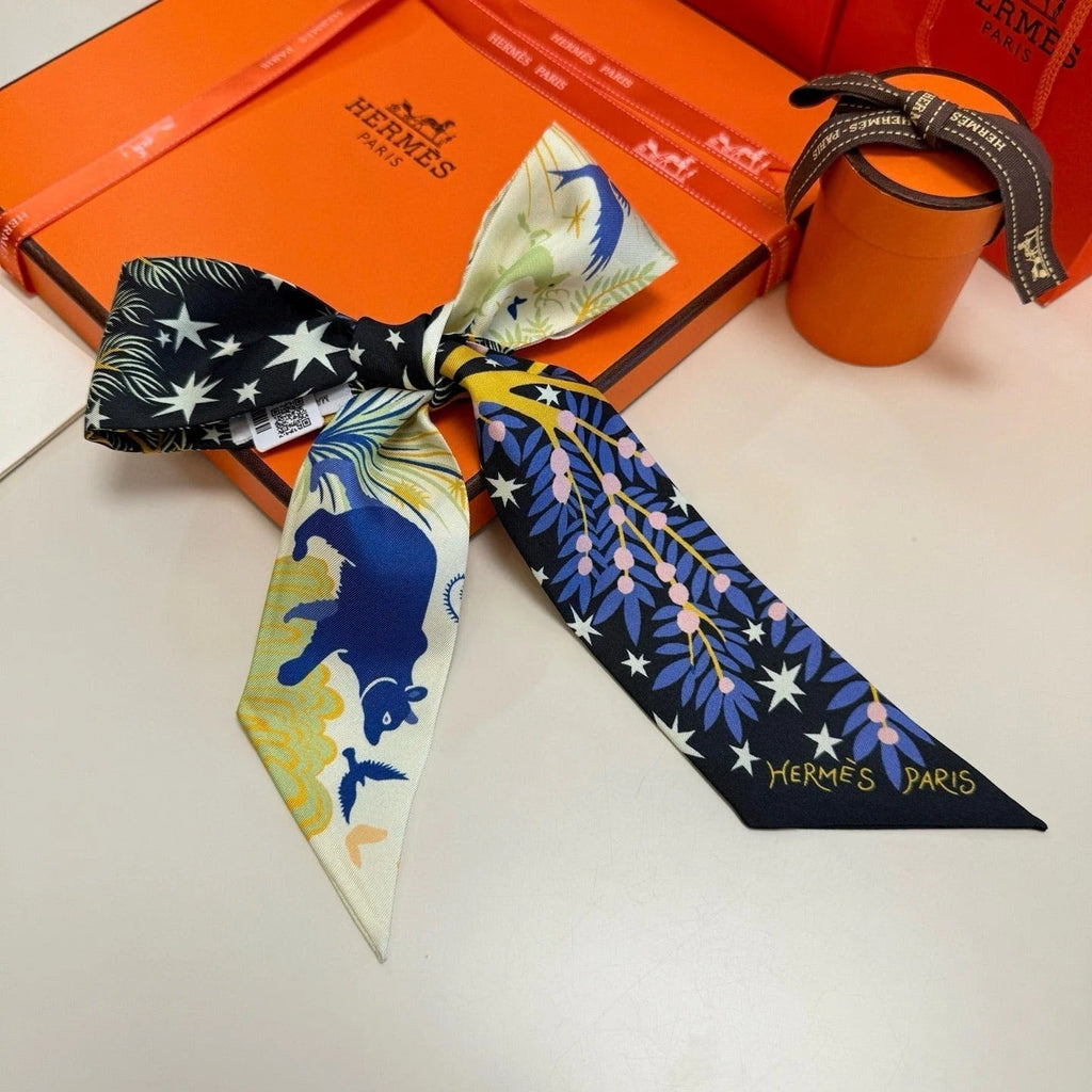 HERMES 25S SILK NECKERCHIEF 86 IN SILK 714354
