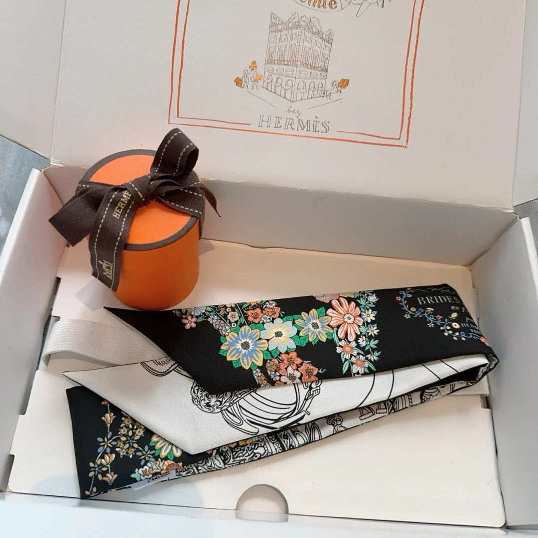 HERMES 25S SILK NECKERCHIEF 86 IN SILK 714377