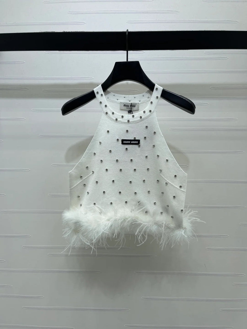 Miumiu 2026 Rhinestone Knit Vest Wool Cashmere 356496