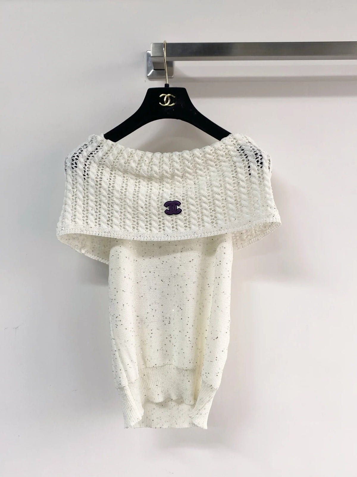 Chanel 2026 Off-the-shoulder Knitted Top Wool Cashmere