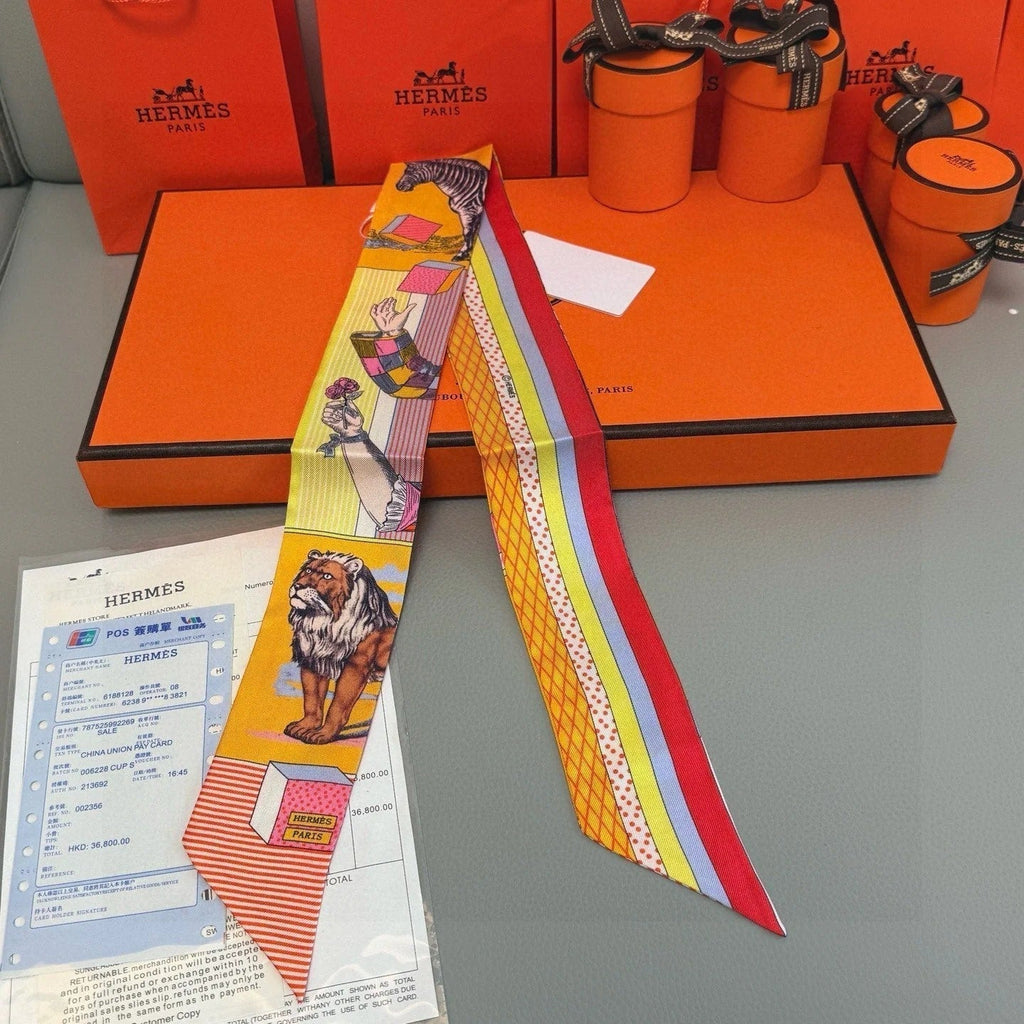 HERMES 25S SILK NECKERCHIEF 86 IN SILK 714360