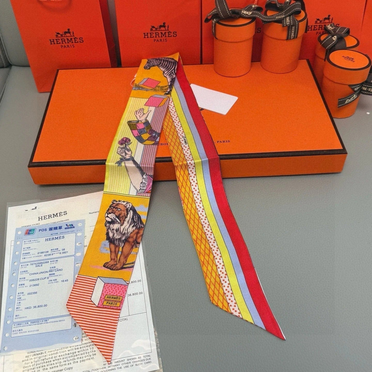 HERMES 25S SILK NECKERCHIEF 86 IN SILK 714360