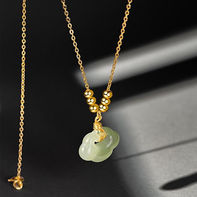 Jade Ru Yi Pendant Silver Necklace