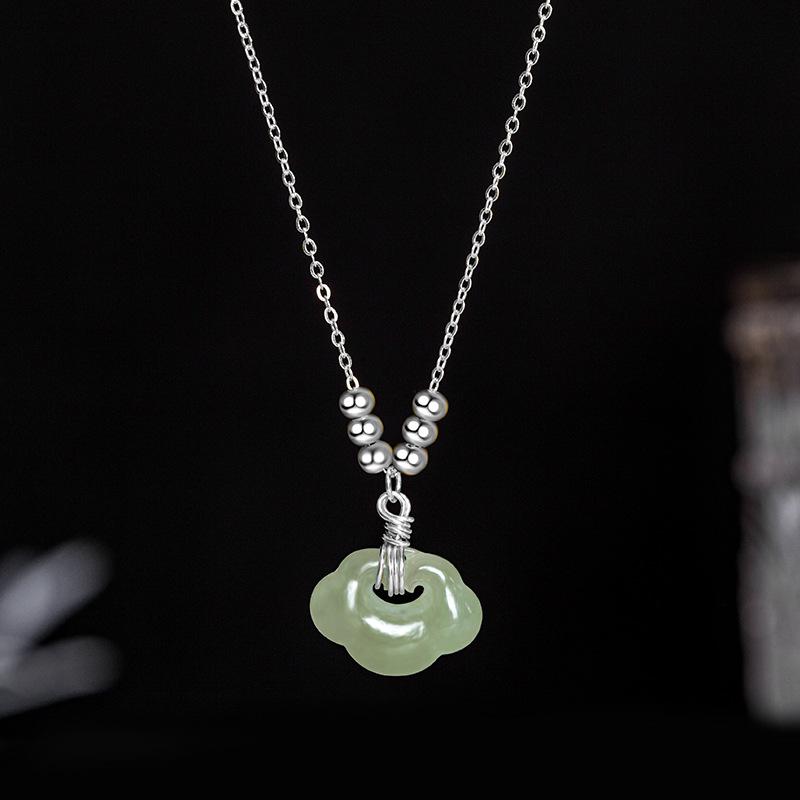 Jade Ru Yi Pendant Silver Necklace