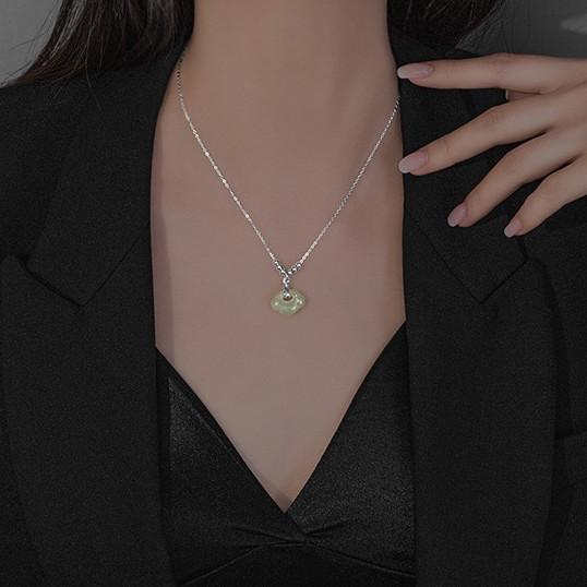 Jade Ru Yi Pendant Silver Necklace