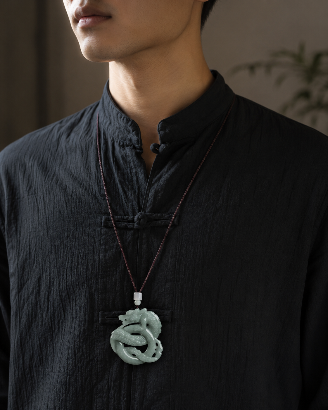 Prosperous Ascent Jade Dragon Pendant