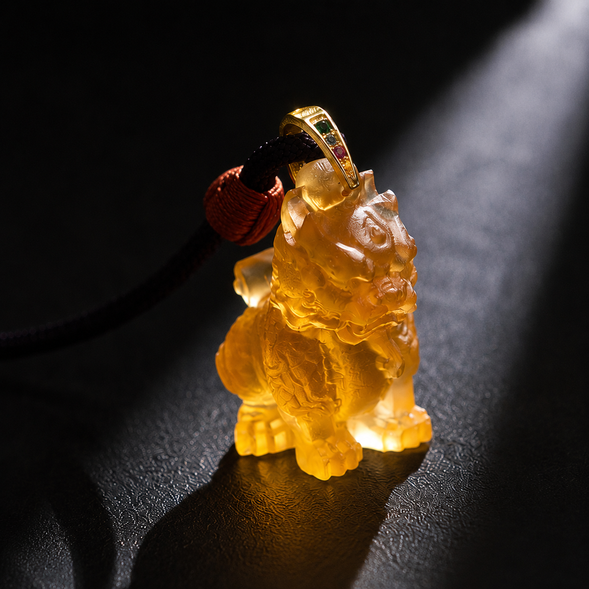 Flame Qilin Glaze Pendant–Guardian of Courage & Auspicious Energy