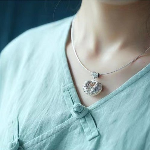 Koi Fish Jade Pendant-925 Silver