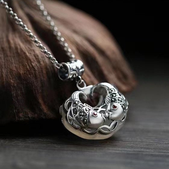 Koi Fish Jade Pendant-925 Silver