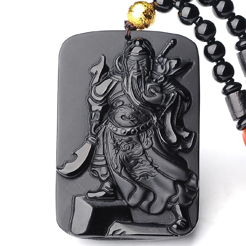 Kwan Kung Black Obsidian Wealth Pendant