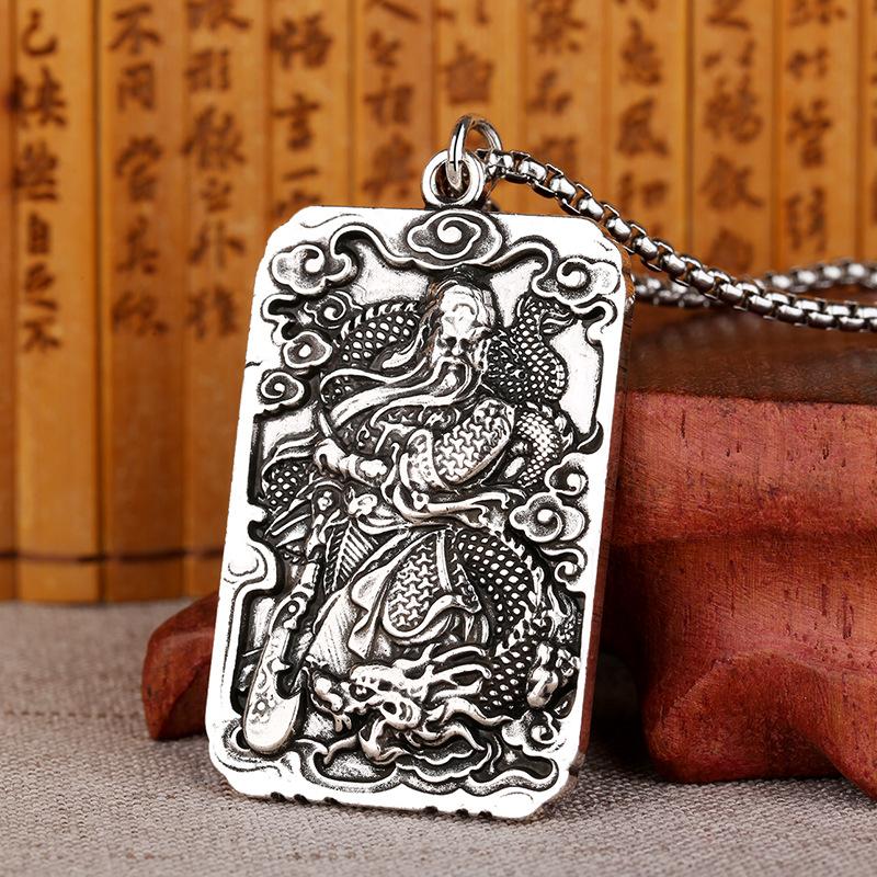 Kwan Kung Silver Wealth Pendant Necklace