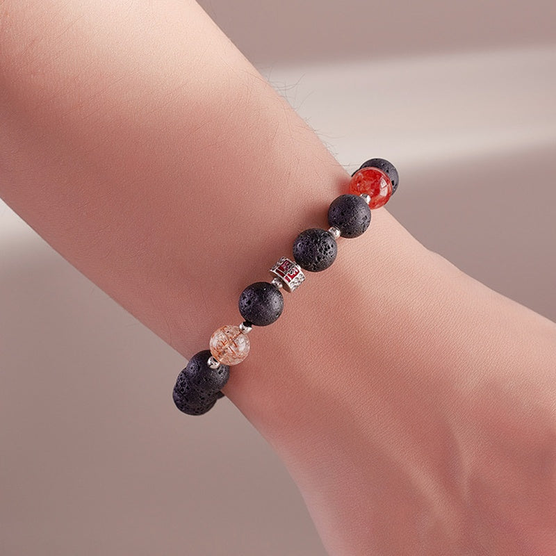 Quiet Strength-Lava Stone Red Inclusion Quartz Bracelet