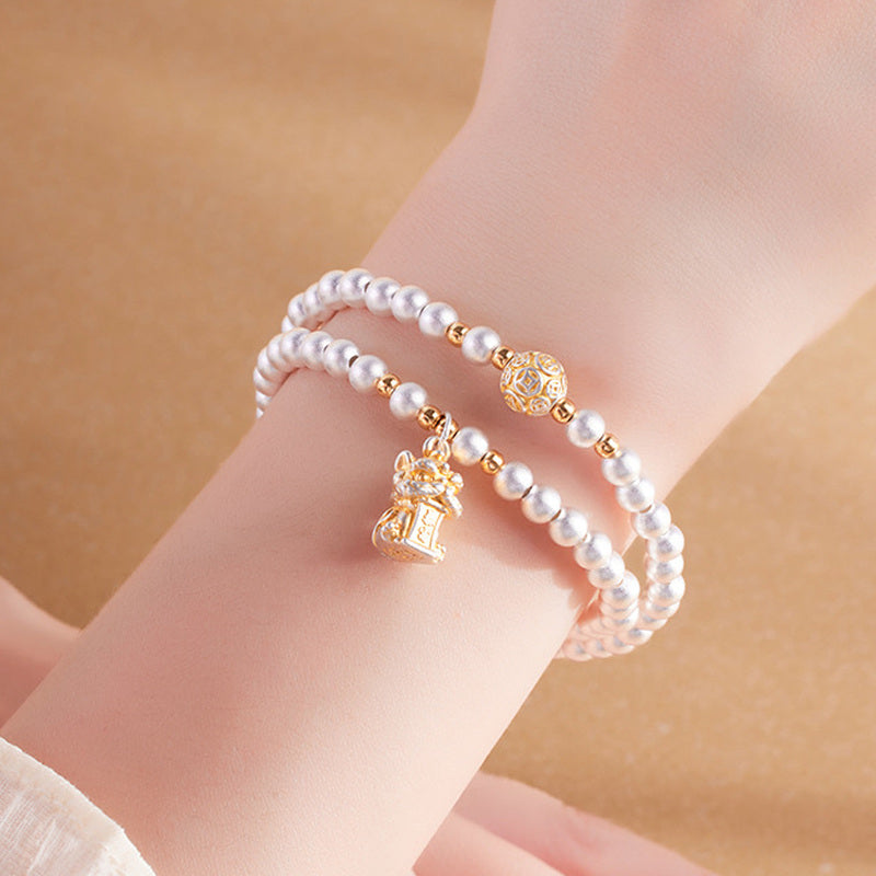 999 Fine Silver Lion Dance Double-Wrap Bracelet-Courage in Motion