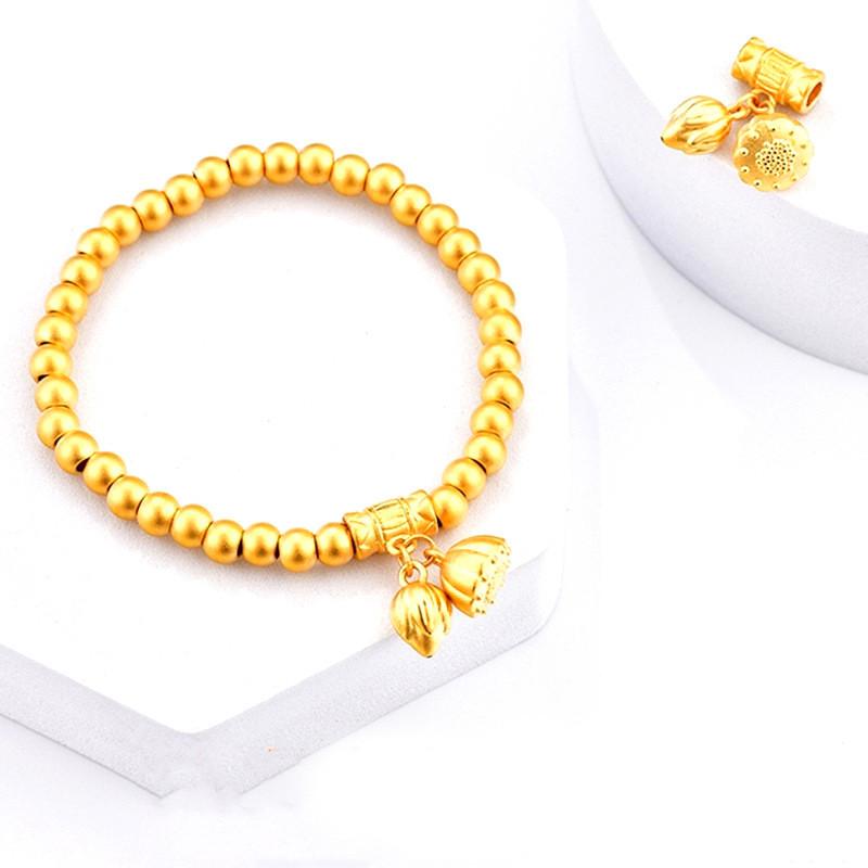 Lotus Bracelet-Green Jade Bead
