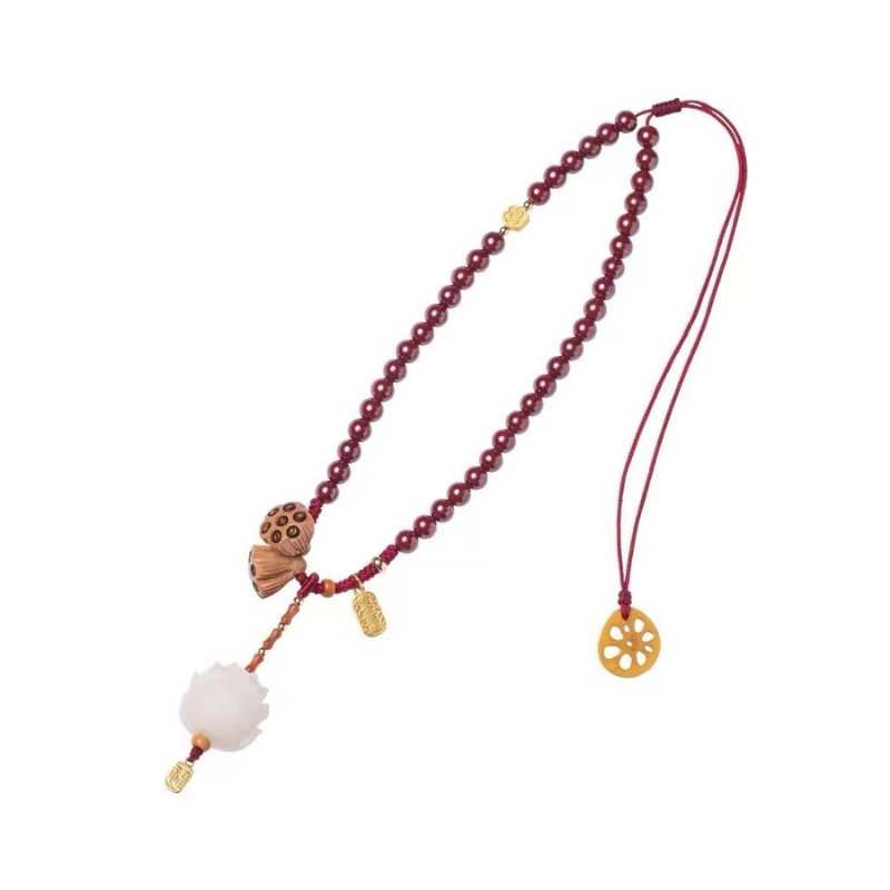 Lotus Flower Cinnabar Bead Car Pendant