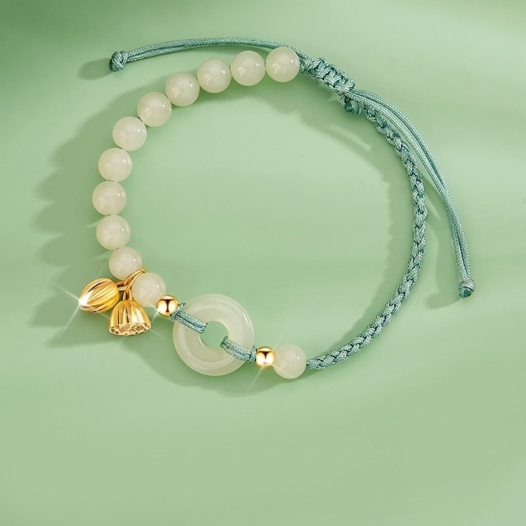Lotus Flower Peace Knot Jade Bracelet-Inner Peace