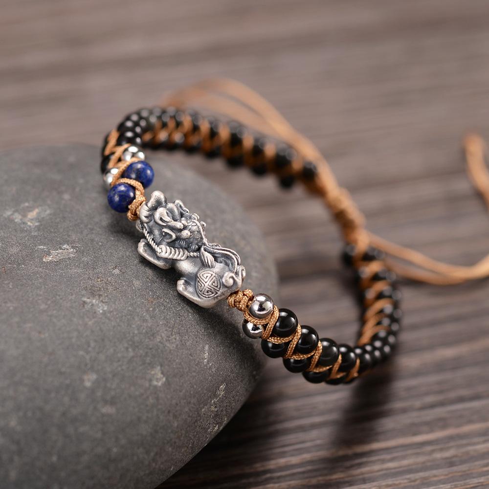Lucky Black Obsidian Rope Pixiu Bracelet