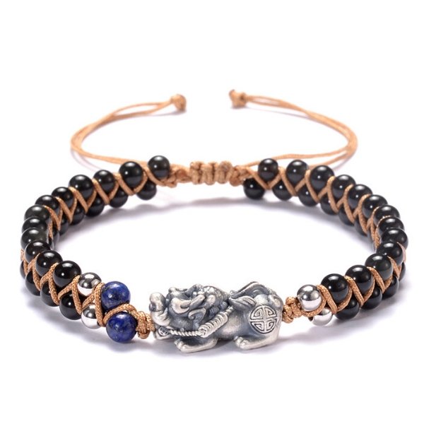 Lucky Black Obsidian Rope Pixiu Bracelet
