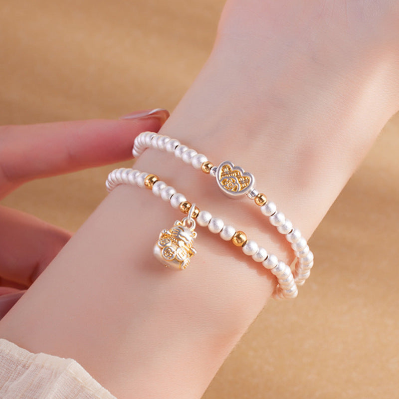 999 Fine Silver Lucky Cat Double-Wrap Bracelet-Joy in Every Circle