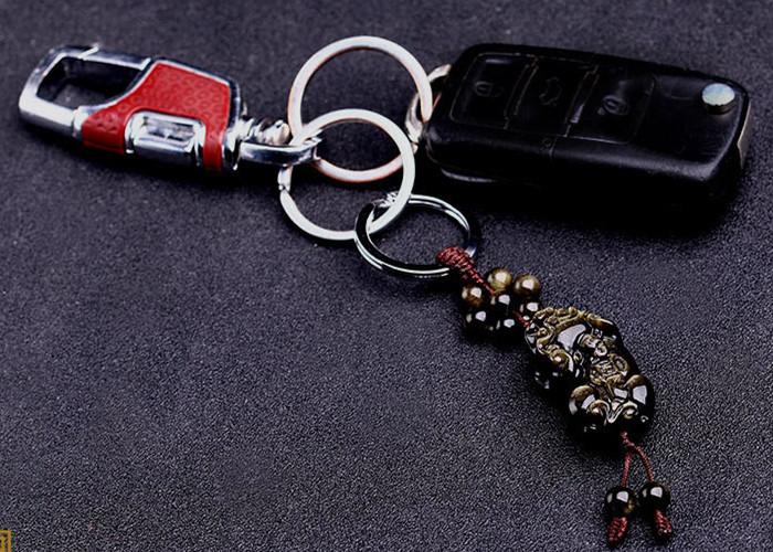 Lucky Gold Obsidian Pixiu Protection Auto Key Chain Pendant