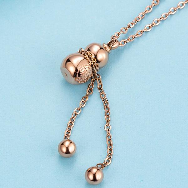 Lucky Rose Gold Calabash Pendant Necklace