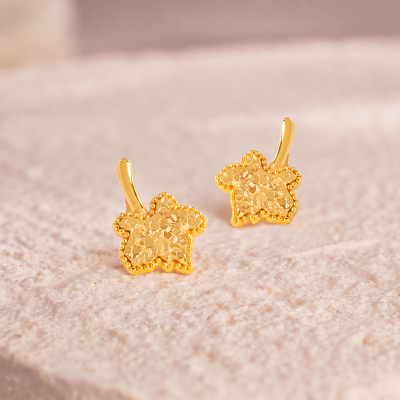 Sterling Silver Maple Leaf Stud Earrings-Autumn Lightness