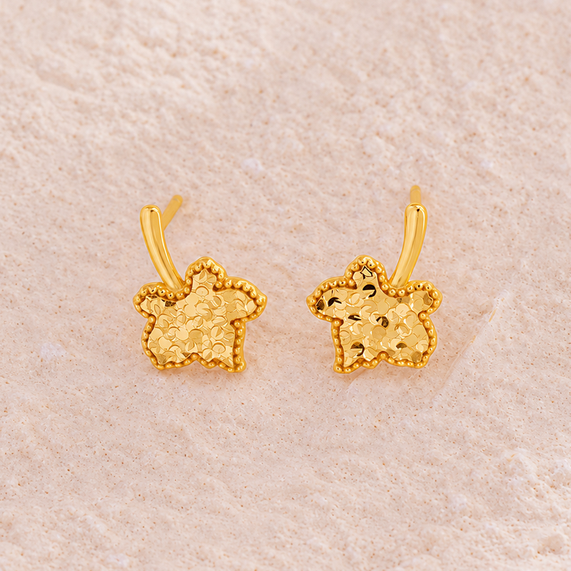 Sterling Silver Maple Leaf Stud Earrings-Autumn Lightness