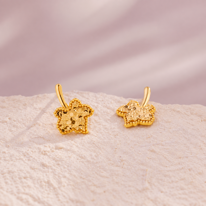 Sterling Silver Maple Leaf Stud Earrings-Autumn Lightness