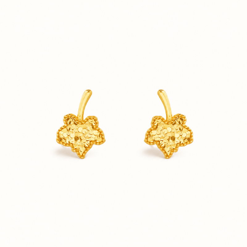 Sterling Silver Maple Leaf Stud Earrings-Autumn Lightness