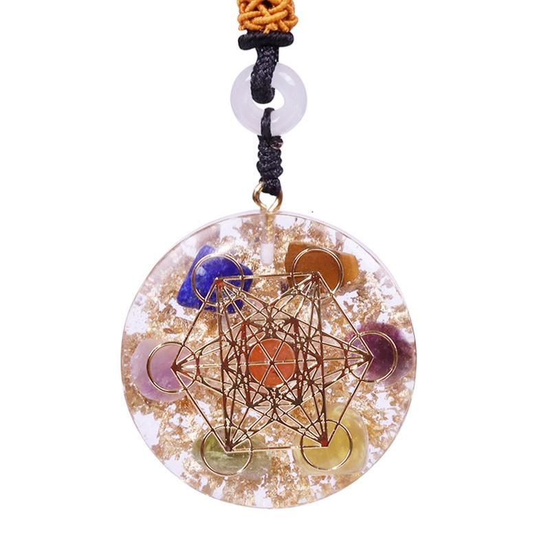 Mix Rainbow Crystal Orgonite Chakra Reiki Healing Pendant Necklace