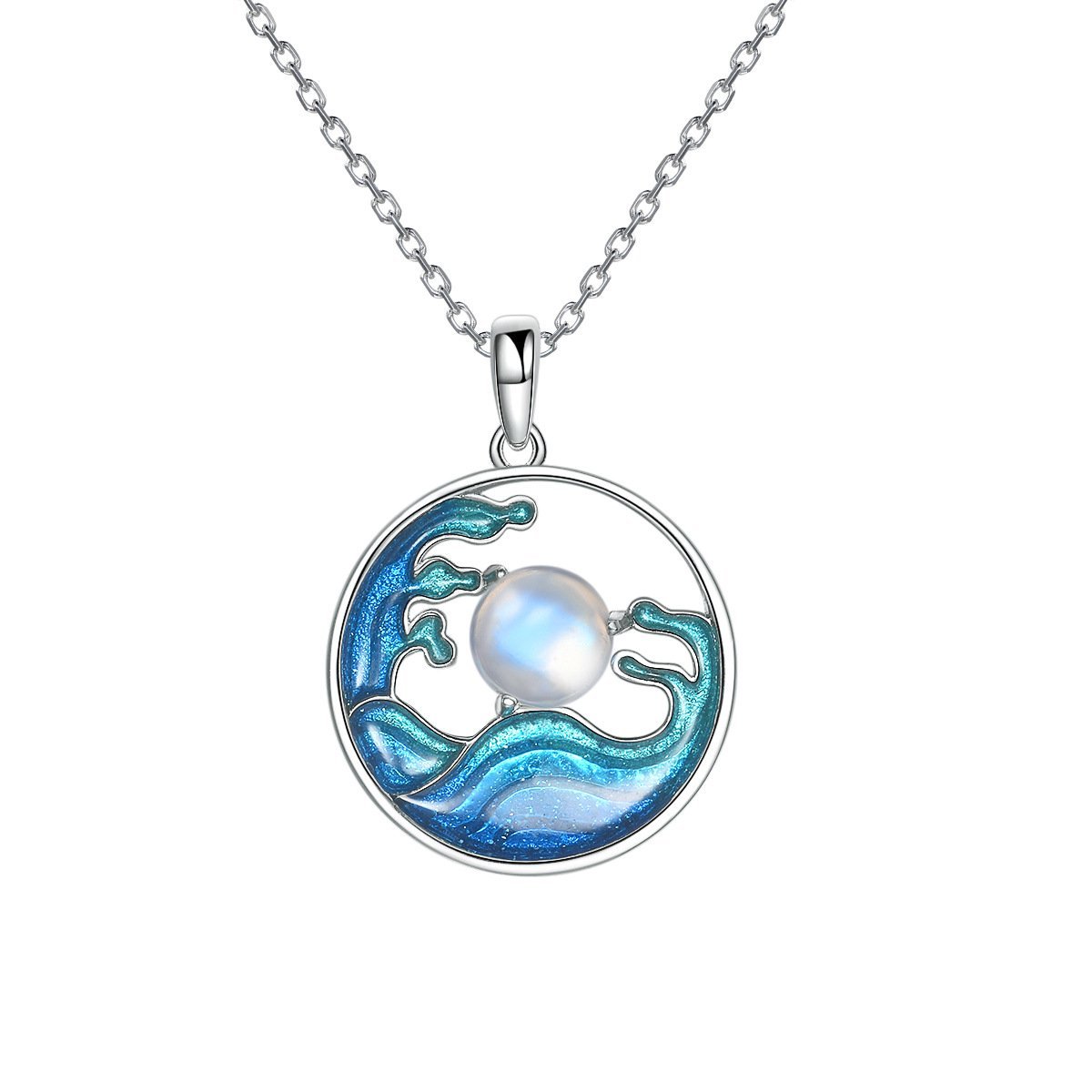 Moon Over the Sea Lucky Pendant Necklace