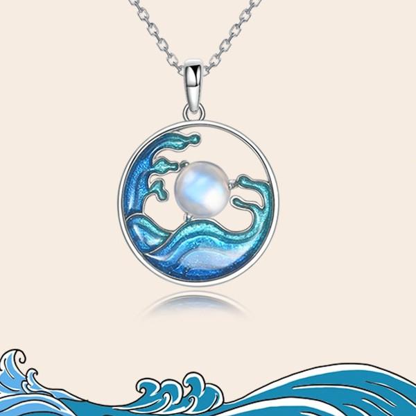 Moon Over the Sea Lucky Pendant Necklace