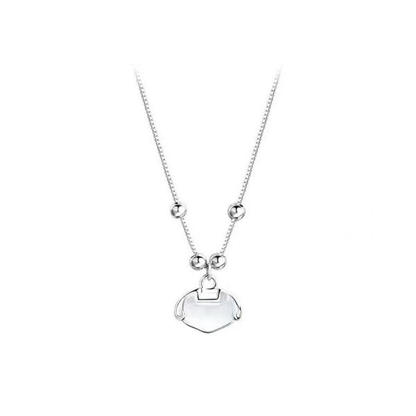 Moonstone Fengshui Lock Pendant 925 Silver Necklace