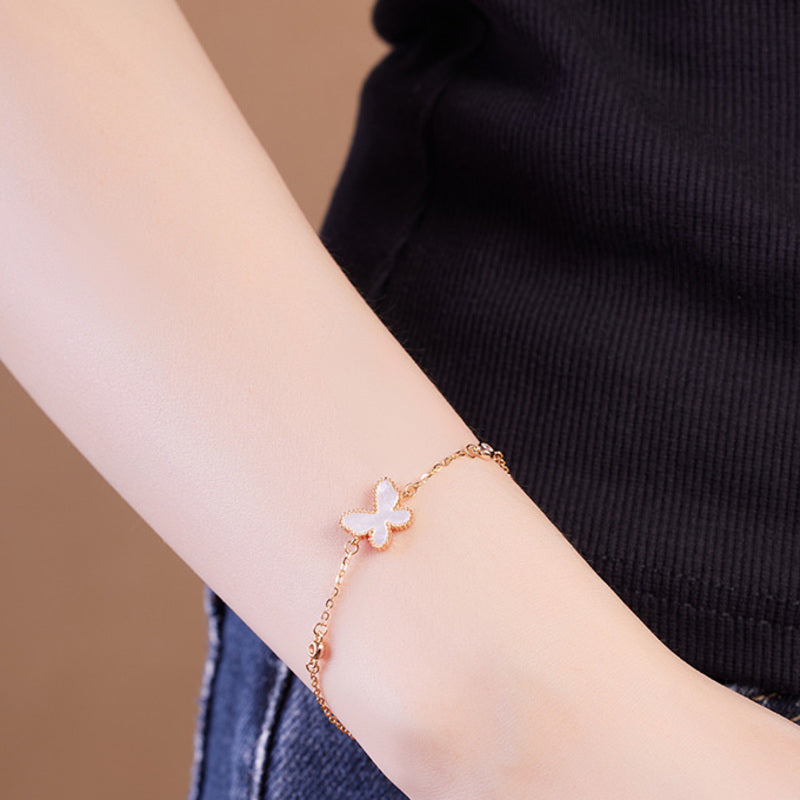 Mother-of-Pearl Butterfly S925 Silver Bracelet-Lightness in Motion