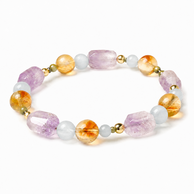 Citrine Amethyst Multi-Gemstone Bracelet-Balanced Light