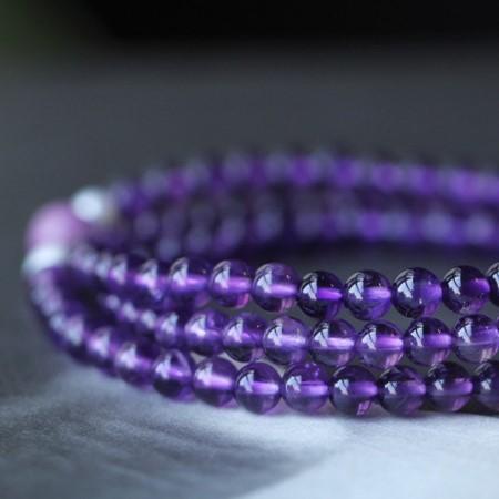 Natural Amethyst 108 Buddha Beads Healing Bracelet