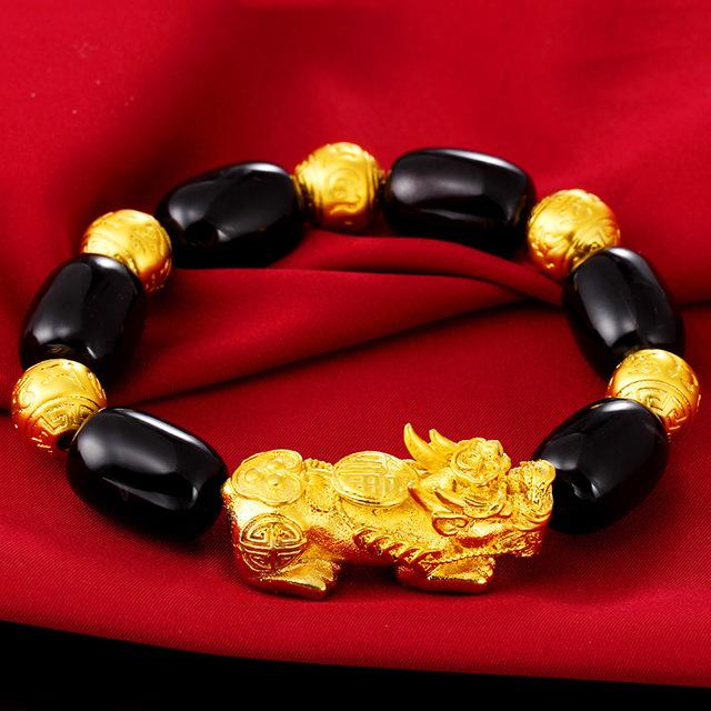 Natural Black Agate Fortune Bracelet