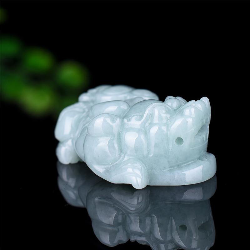 Natural Burma Grand A White Jade Pixiu Lucky Pendant