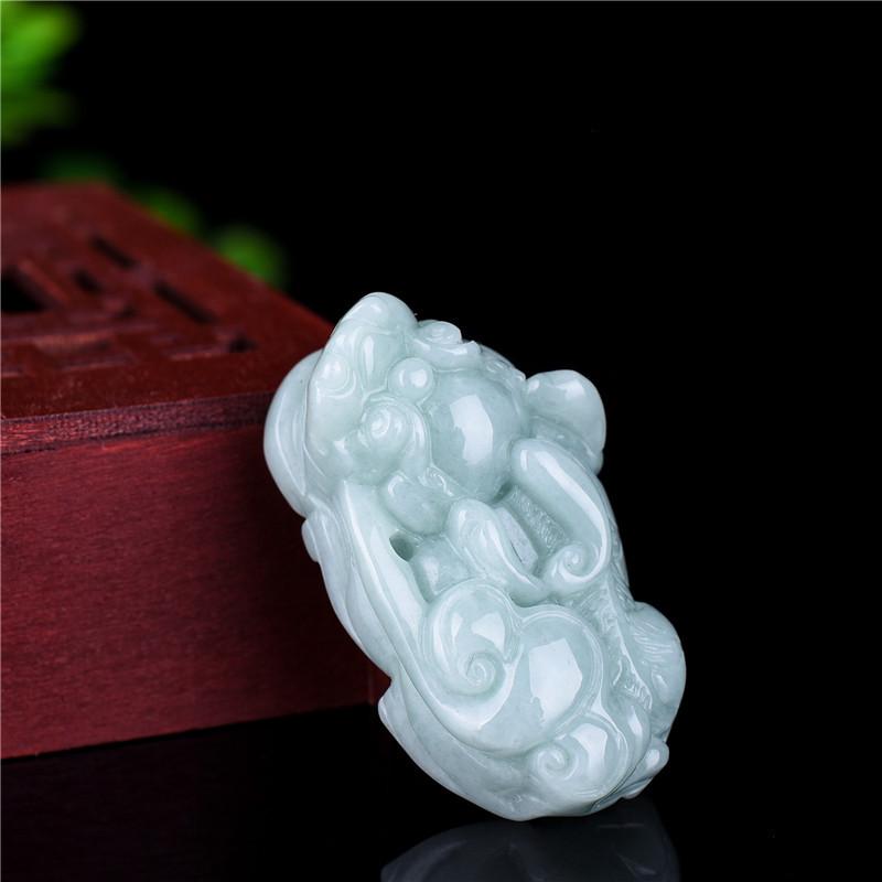 Natural Burma Grand A White Jade Pixiu Lucky Pendant