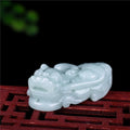 Natural Burma Grand A White Jade Pixiu Lucky Pendant