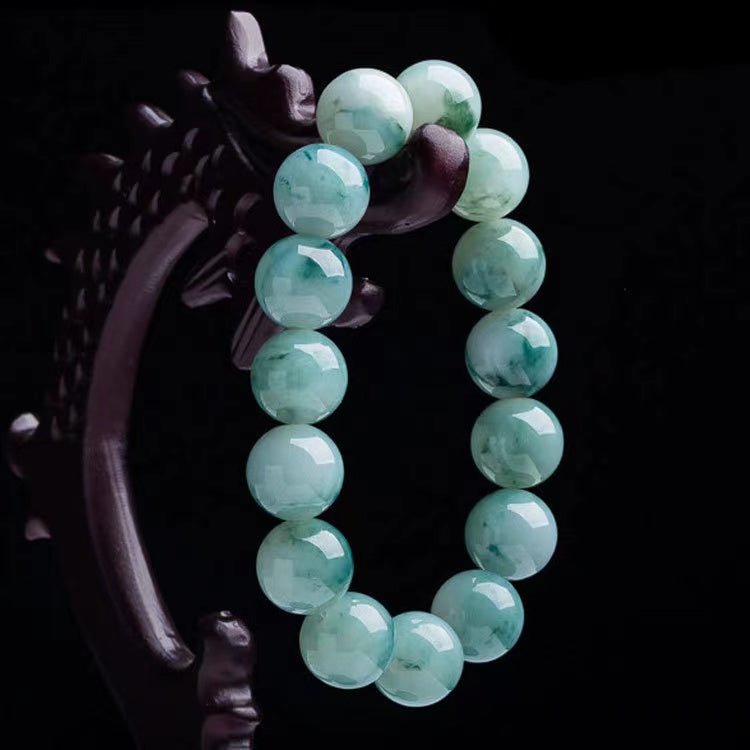 Natural Green Jade Beads Lucky Bracelet-A Class